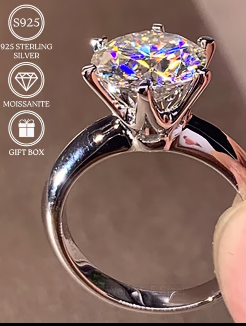Luxury 10Carat Sterling Silver Mozambican Diamonds Promise Ring/Wedding Ring. NW